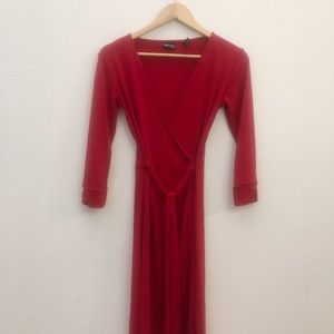 NY & Co | Long-Sleeve Wrap Dress | Red | Stretch